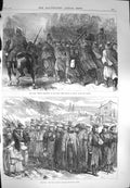 Original Old Antique Print 1870 French Prisoners Sedan Siers Battle Germans