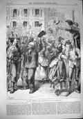 Original Old Antique Print 1870 War Defence Paris Students Man Fortifications