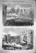 Old Antique Print 1870 Italian Troops Villa Buonaparte Giovanni Laterano 19th