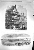 Old Antique Print 1870 War Street Strasbourg Redoubt Chatillon Bavarians 19th