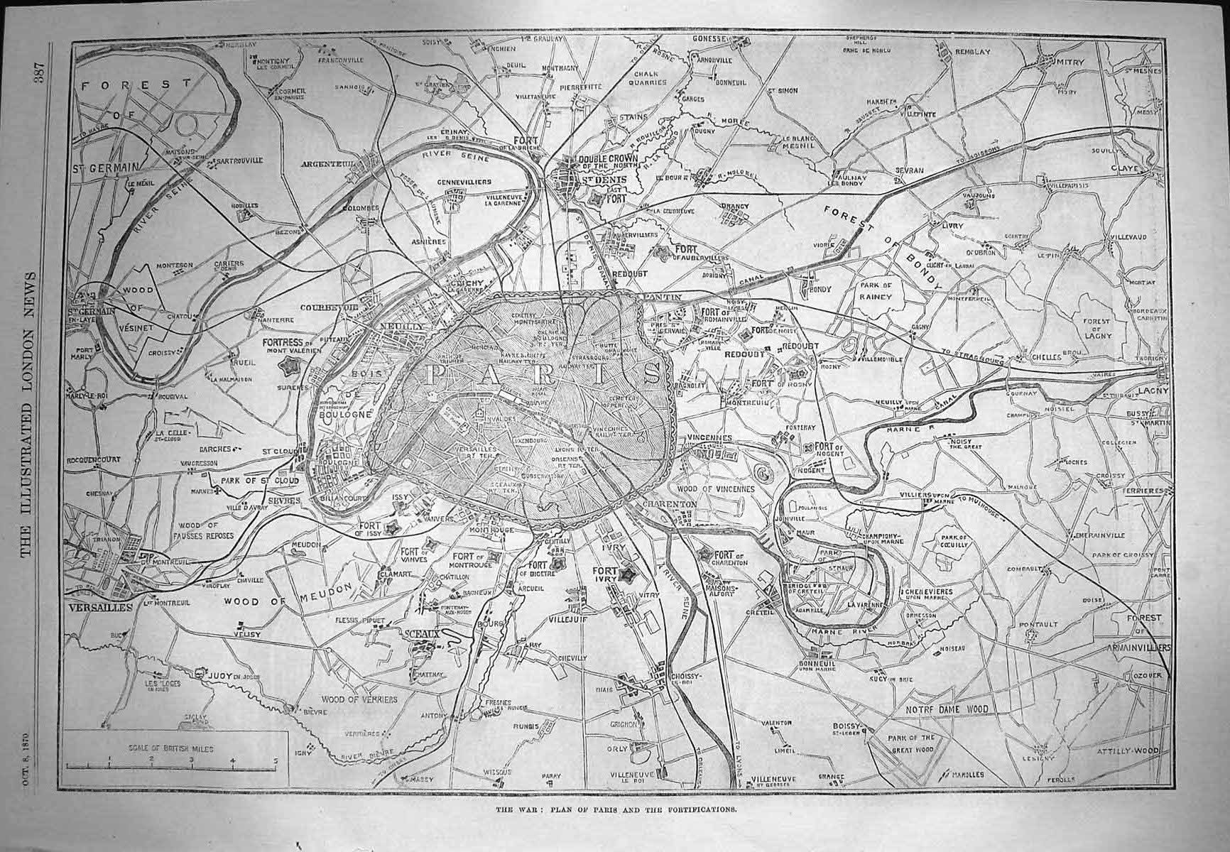 Old Antique Print 1870 Map War Paris Euston Railway Islington Working Men 19th