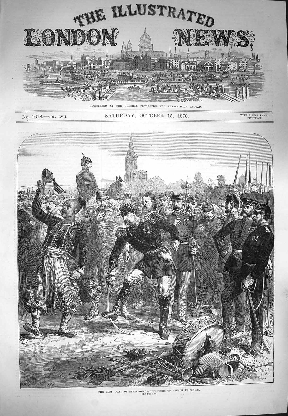 Original Old Antique Print 1870 War Fall Strasbourg Scene Departure Pr Victorian
