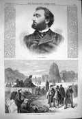 Original Old Antique Print 1870 Leon Gambetta War Wounded Siers Versailles 19th