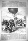 Original Old Antique Print 1870 War Issandier Balloon Paris Descending Dreux