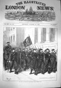 Original Old Antique Print 1870 War Battalion Francs-Tireurs Tours France War