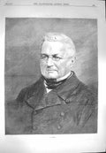 Original Old Antique Print 1870 Portrait Thiers Man 19th Century