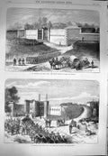 Old Antique Print 1870 Porte Maillot Gate Neuilly L'Avenue L'Imperatrice 19th