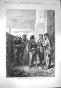 Original Old Antique Print 1870 Paris Volunteers Guarding Postern Victorian