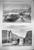 Original Old Antique Print 1870 Fall Metz Fort St. Quentin Railway Waggons War