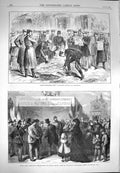 Original Old Antique Print 1870 Paris Newspapers Balloon Versailles Male 19th