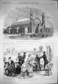 Original Old Antique Print 1870 Victoria Building Alfred Sydney Strand Theatre