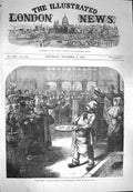 Original Old Antique Print 1870 Paris Auction Sale Fish Market France Victorian