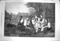 Old Antique Print 1870 Sunday Evening Scene Suabian Village Women Ladies 19th