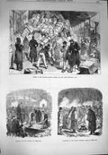 Old Antique Print 1870 Stores Cologne Railway Station Versailles Funeral 19th