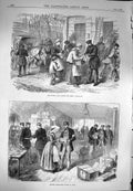 Original Old Antique Print 1870 Octroi Gate Versailles Ambulance Stores Metz
