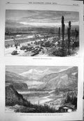 Old Antique Print 1870 Fortifications Valley Isere Grenoble Lyons France 19th