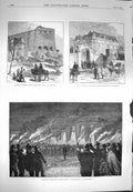 Original Old Antique Print 1870 Tomb Thorwaldsen Copenhagen Bismarck Versailles