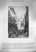 Original Old Antique Print 1870 Street Scene Silk-Weavers Quarter Lyons France