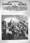 Original Old Antique Print 1870 Scene Lyons France Pour Les Blesses Men 19th