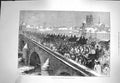 Original Old Antique Print 1871 German Army Crossing Loire Orleans River Bridge