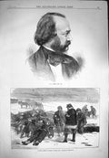 Original Old Antique Print 1871 Portrait Frost Burying French Siers Chevilly