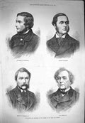 Original Old Antique Print 1871 Commons Westminster Roseberry Morley Hamilton