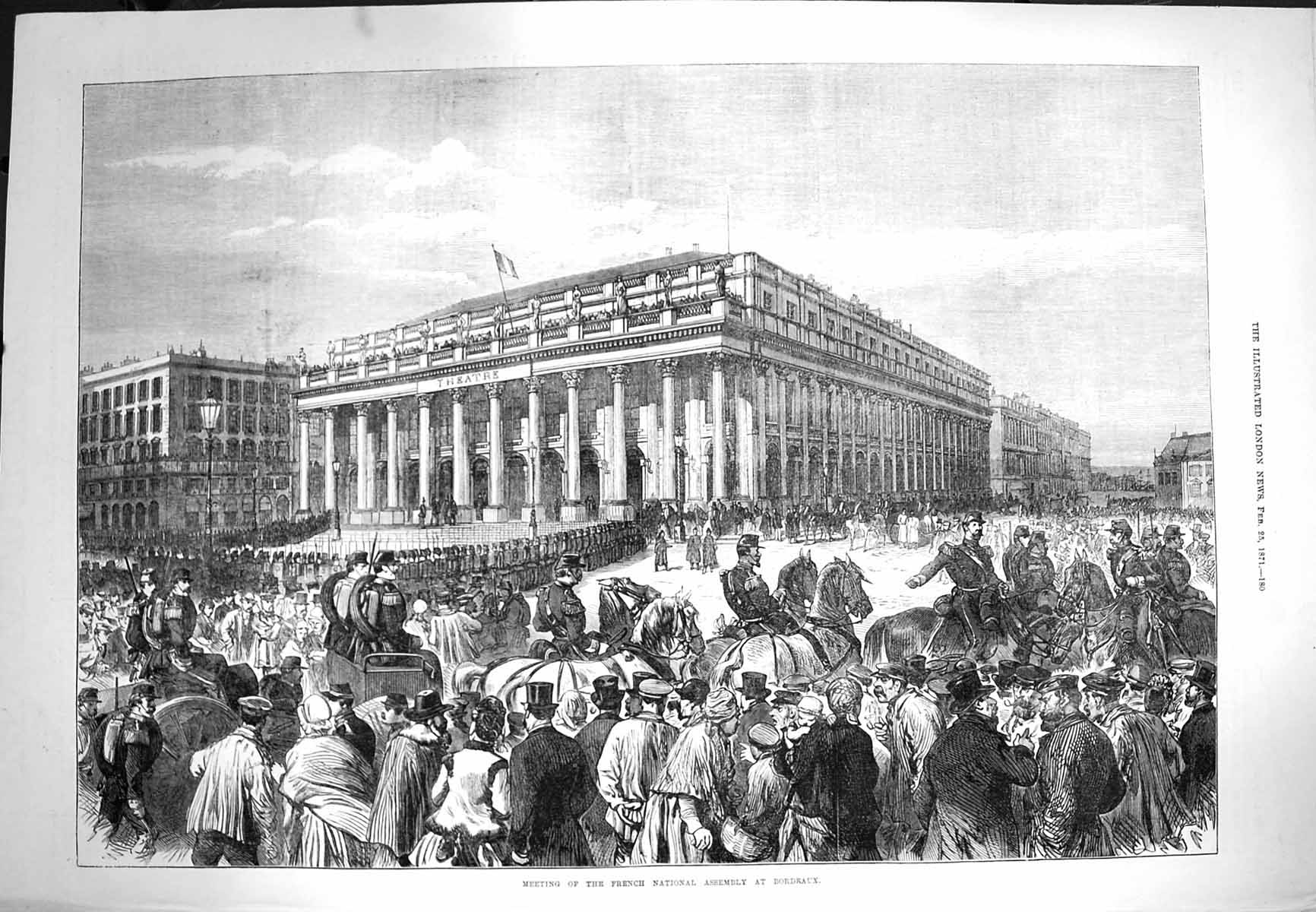 Antique Old Print *3968 1871 Meeting French National Assembly Bordeaux France