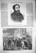 Original Old Antique Print 1871 Robertson Dramatist Paris Arrival Fish Halles
