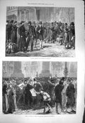 Original Old Antique Print 1871 Siers Bordeaux France Scene Grand Theatre 19th