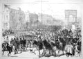 Original Old Antique Print 1871 German Siers Paris Champs Elysees France War