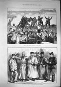 Old Antique Print 1871 Mob Paris Rioters Drowning Police Agent Bordeaux 19th