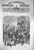 Original Old Antique Print 1871 War Siers Sketch Tuileries Gardens Paris France
