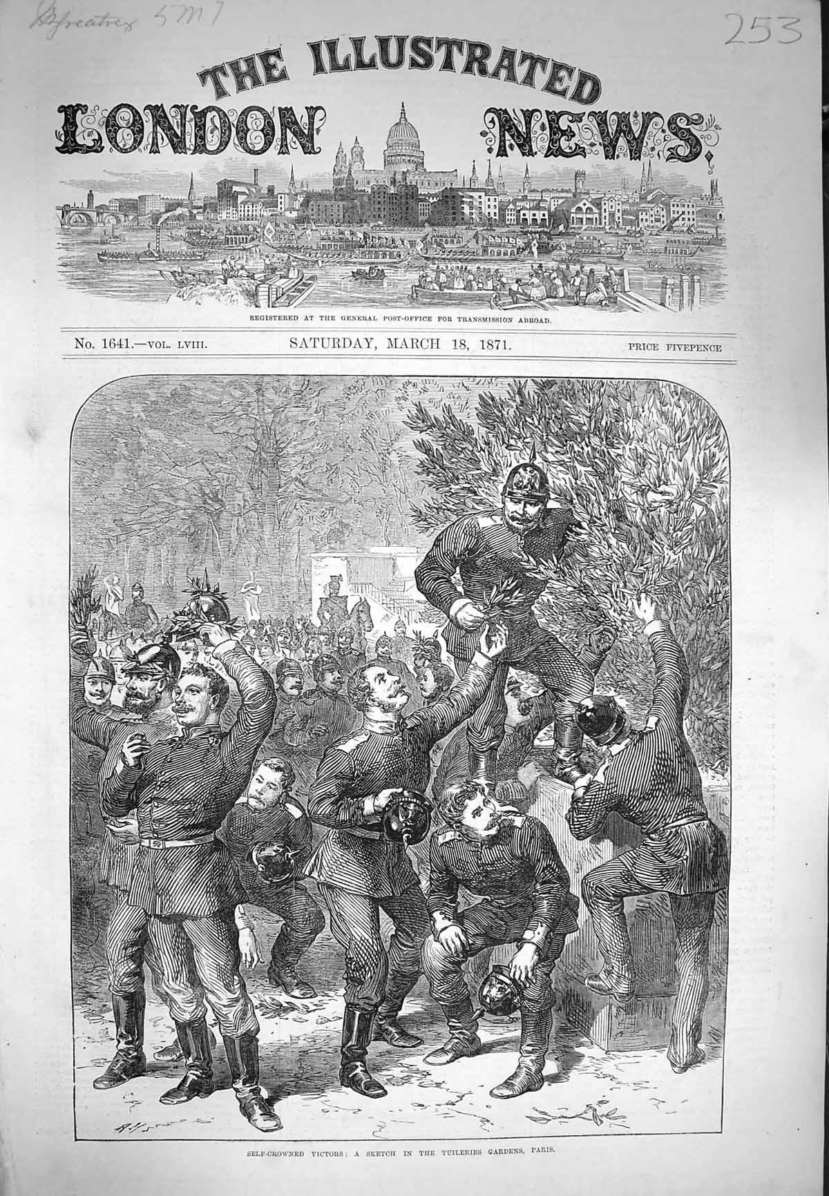 Original Old Antique Print 1871 War Siers Sketch Tuileries Gardens Paris France