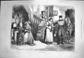 Original Old Antique Print 1871 Scene People Alsace Spinning Wheel Horse Man