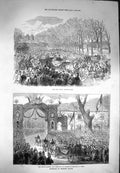 Old Antique Print 1871 Long Walk Windsor Marriage Princess Louise Esher 19th
