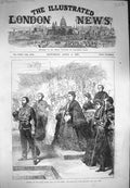 Original Old Antique Print 1871 Opening Royal Albert Hall Queen Princ Victorian