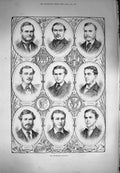 Original Old Antique Print 1871 Oxford Cambridge Boat Race Crew Cie Lesley Men