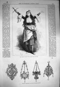 Old Antique Print 1871 Rousby Joan Arc Theatre Saragossa Jewellery Museum 19th