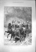 Original Old Antique Print 1871 War France Retreat Le Mans Ghoums Spahis Snow