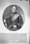 Original Old Antique Print 1871 Sandhurst Lieutenant-General William Mansfield