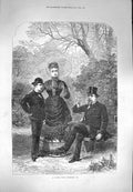 Original Old Antique Print 1871 Camden Place Chiselhurst Family Scene Fine Art