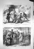 Old Antique Print 1871 French Siege Paris Selling Shells Champs Elysees 19th