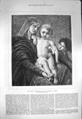 Original Old Antique Print 1871 Virgin Child St. John Mother Baby Religion 19th