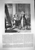 Original Old Antique Print 1871 Carl Hoff Critics Art Painting Servants 19th