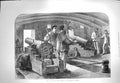 Original Old Antique Print 1871 French Siege Paris Interior Gun-Boat La Commune
