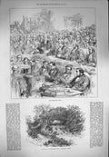Original Old Antique Print 1871 Tichborne Trial Waterfall Park Alresford Hants