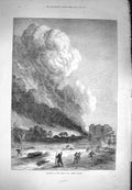 Original Old Antique Print 1871 Explosion Avenue Rapp Champs Elysees France