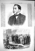 Original Old Antique Print 1871 Portrait Thalberg Bellville Siers Gunpowder