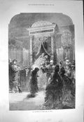Original Old Antique Print 1871 Archbishop Paris Lying State Body Victorian
