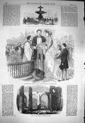 Old Antique Print 1871 Fountain Paris Martin'S Church Grenier D'Abondance 19th